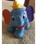 Fisher Price DUMBO Blue Elephant Click Clicker Baby Toy Orange Purple Ears - $11.48 CAD