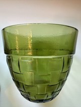 Vintage Anchor Hocking Avocado Green Glass Basket Bowl Ice Bucket - £6.97 GBP