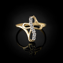 Gold Open Cross Cubic Zirconia Infinity Ring for Women - £122.70 GBP