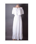 White Off Shoulder Pockets Crochet Ruffle Boho Fringe Short Sleeve Maxi ... - $123.42 CAD