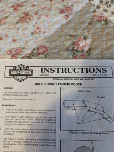 HARLEY DAVIDSON INSTRUCTION SHEET Multi Pocket Fairing Pouch. J01044 - $3.95