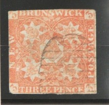 1851 Nuovo Brunswick Tre Penny Francobollo, Rosso, Scott#1 - $272.23