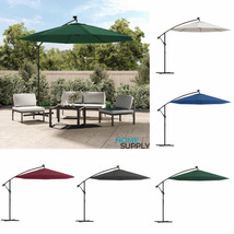 Outdoor Garden Patio Hanging Parasol Shade Umbrella With LED Lights &amp; Metal Pole - £147.63 GBP+