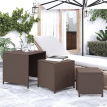 vidaXL Nesting Table Set of 3 Brown PE rattan Various sizes Stackable - $2,949.53 MXN