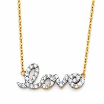 14K Two Tone Gold &quot;Love&quot; Necklace - £166.60 GBP