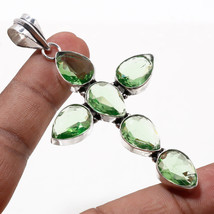 Green Amethyst Pear Shape Handmade Christmas Gift Pendant Jewelry 3.20&quot; SA 265 - £5.14 GBP