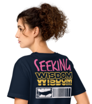 Unisex Organic Mid-Light T-Shirt – Seeking Wisdom Back Print (French Navy) - $49.99
