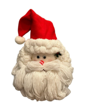 Santa Claus Handmade Yarn Face Head Hanging Retro MCM Christmas Decor Vintage - £18.78 GBP