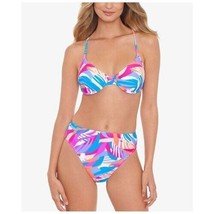 Salt + Cove Tropical Breeze Bikini Underwire Top High-Cut Bottoms Pink Blue M - £15.13 GBP