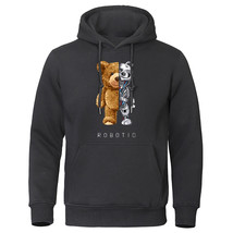 Robotic Cyborg Teddy Bear Printing Design Hoodie Sweater - $16.79