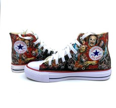 Slipknot Fan Art Custom Hand Made Hi Top Converse Shoes Metal - £79.92 GBP+