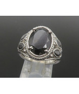 KARIS 925 Sterling Silver - Vintage Faceted Black Spinel Band Ring Sz 7-... - €32,46 EUR