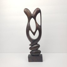 Ebony Carved Wood Kissing Lovers Sculpture Art Valentine&#39;s Day Wedding Gift  - £75.33 GBP