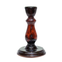 Vintage Ceramic Pottery Red Drip Glazed Candlestick Candle Holder 7&quot; height - £10.26 GBP