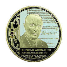 Germany Medal 70mm Konrad Adenauer Gold Plated With Stones 111g 01142 - £31.99 GBP