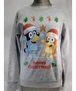 Bluey &amp; Bingo Unisex Youth The Christmas Shoppe Sweatshirt Gray Size L - $705.02 MXN