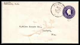 1942 US Cover - Rowland, North Carolina to Sanford, Florida N16  - $1.97