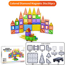 98pcs Magnetic Tiles Set Colorful Blocks 3D Diamond Building Educational... - £61.84 GBP