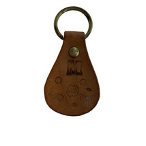 Vintage Monogram M Leather Keychain With Flowers &amp; Butterfly 3&quot; - £6.39 GBP