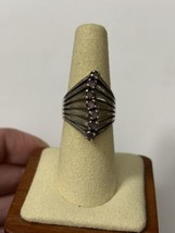 Vintage Ross Simons Modernist Sterling Amethyst Space Age Ring Sz 7.5 Sp... - $79.36