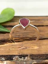 Natural Ruby Faceted Pear Gemstone Sterling Silver Women Ring Jewelry - £45.78 GBP