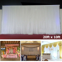 20Ft White Silk Backdrop Drapes Curtain Panel With Rod Pockets For Stage... - $106.99