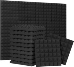 24 Pack-12 X 12 X 2 Inches Pyramid Designed Acoustic Foam Panels, Sound Proof - $48.99