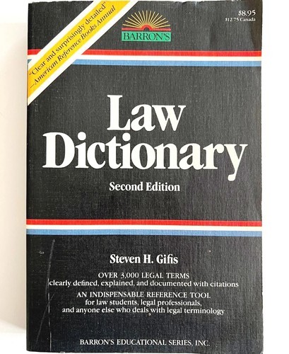 Barron's Law Dictionary 1984 2nd Edition PB Steven Gifis Legal Terminology E35 Item image 2