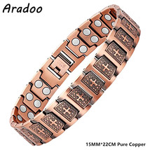 ARADOO Copper Cross Magnetic Bracelet 3500 Gauss Therapy - £36.60 GBP+