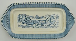 Royal Currier &amp; Ives Blue Pattern 1/4 Lb Butter Dish No Lid Ironstone Dinnerware - £25.30 GBP