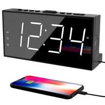 Alarm Clock For Bedroom, 2 Alarms Loud Led Big Display Clock With Usb Ch... - £23.58 GBP