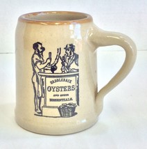 Saddleback Oysters Stoneware Stein Western Monmouth USA Maple Leaf Vintage - £7.45 GBP