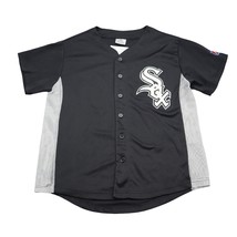 Chicago White Sox Shirt Youth XL Black VNeck Short Sleeve Button Up Jersey - £20.26 GBP