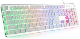 Langtu Membrane Gaming Keyboard, Rainbow Led Backlit Quiet, L1 White/Silver… - £31.16 GBP