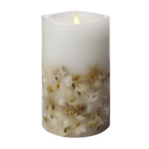 Darice Luminara Flameless Pillar Candle with Seashells White Wax 4 X 7 I... - £120.98 GBP