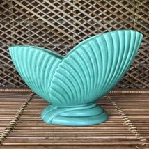 VTG Art Deco Ceramic Pottery Shell Leaves Candy Dish Planter Unbranded USA Green - £25.96 GBP
