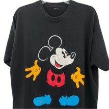VTG Mickey &amp; Co. Mickey Mouse Distressed Black T Shirt Size XL Single St... - £51.55 GBP