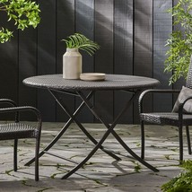 Riley Outdoor Multi-Brown Wicker Circular Foldable Dining Table - $444.11