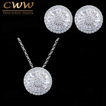 CWWZircons Top Quality CZ Crystal Women Fashion Jewellery Shiny Round Cubic Zirc - £17.63 GBP