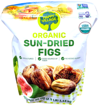 Happy Village Organic Sun-Dried Figs Gluten Free 40 Ounce Bag EXP 07/2026 - $25.41