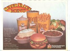 Wendy's Old Fashioned Hamburgers Super Value Menu Placemat 1980's - $17.82