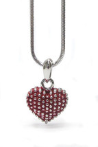 Chunky Crimson Heart Pendant Necklace White Gold - £10.41 GBP