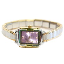 Lavender Rectangle Italian Charm Watch Goldtone Trim - £7.71 GBP