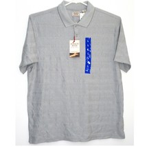 Hudson River Platinum Gray Striped Men&#39;s Polo Shirt Large - £14.34 GBP