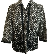 Reversible Womens Jacket Size Medium Black White 3/4 Sleeves Coat - $11.88