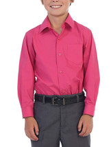 Boy&#39;s Classic Fit Long Sleeve Casual Button Down Fuchsia Dress Shirt - 12 - £10.33 GBP