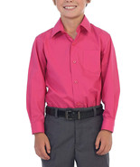 Boy&#39;s Classic Fit Long Sleeve Casual Button Down Fuchsia Dress Shirt - 12 - $12.86