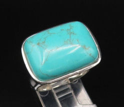 925 Silver - Vintage Minimalist Cabochon Rectangle Turquoise Ring Sz 7 -... - $51.38