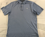 Travis Mathew Polo Shirt Mens Medium Blue White Stripe Embroidered Logo - $14.89