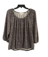 Michael Kors L Large Pullover Womens Brown Animal Print Round Neck 3/4 S... - $14.39